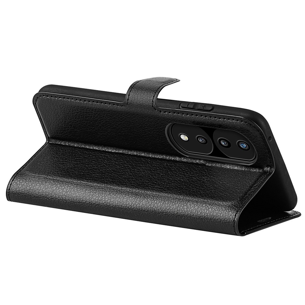 For Honor 70 5G Litchi Texture Wallet Case PU Leather Stand Shockproof TPU Inner Shell Flip Folio Cover - Black-4