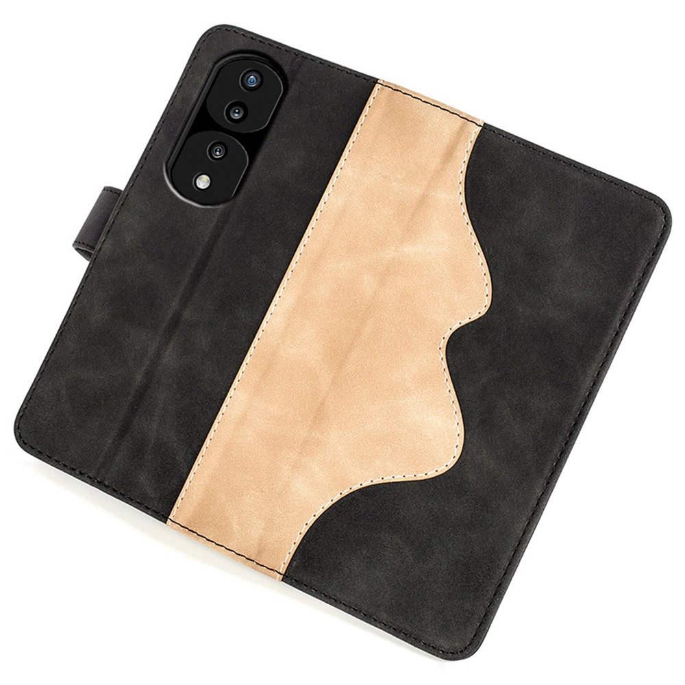For Honor 70 Pro 5G Color Splicing Wallet Case PU Leather Magnetic Protect Flip Stand Phone Cover - Black-5