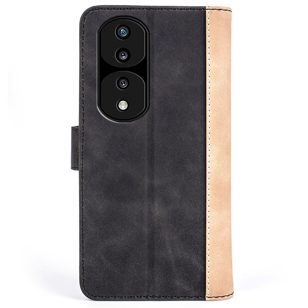 For Honor 70 Pro 5G Color Splicing Wallet Case PU Leather Magnetic Protect Flip Stand Phone Cover - Black-7