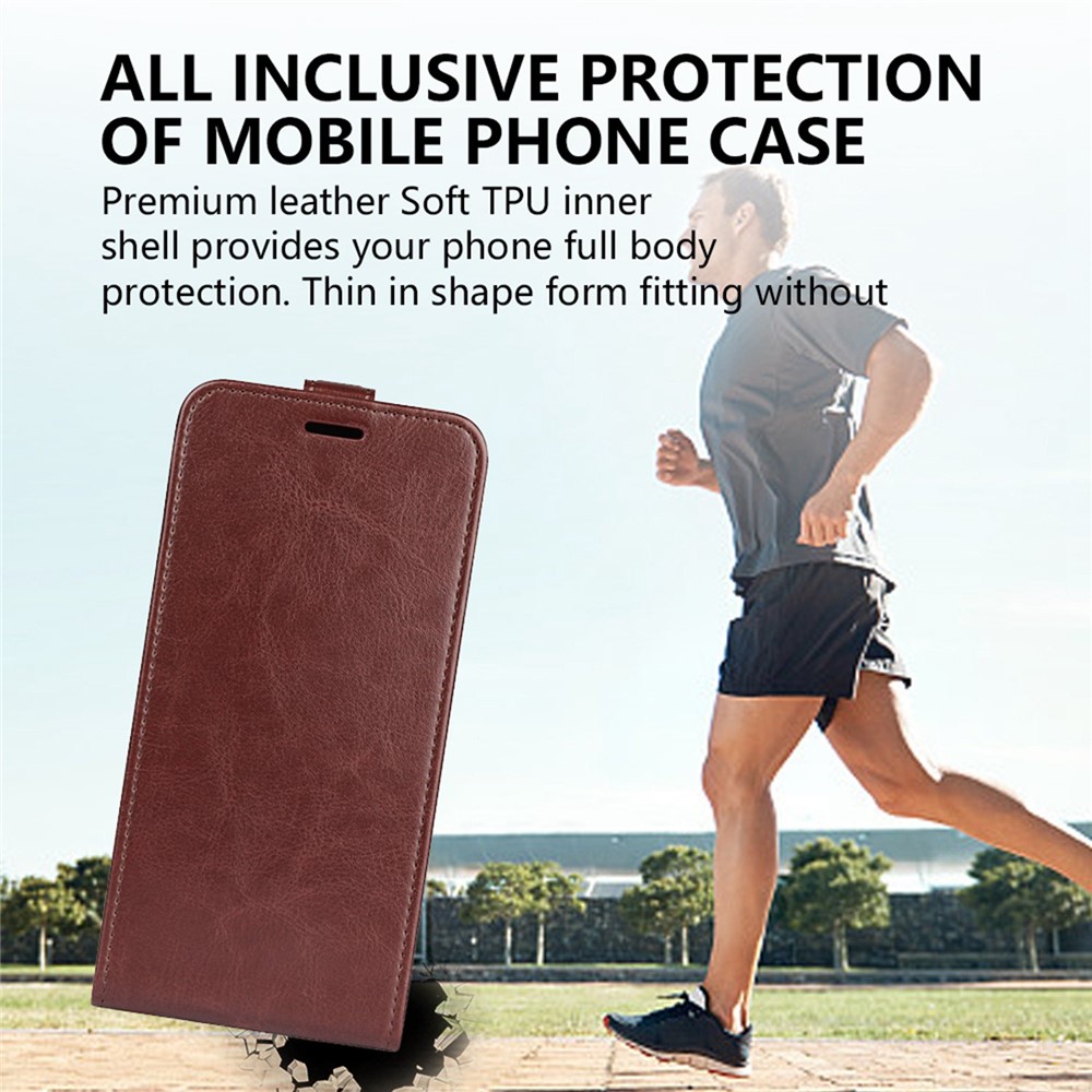 For Honor 70 Pro 5G PU Leather Card Holder Case Crazy Horse Texture Vertical Flip Magnetic Cover - Brown-4
