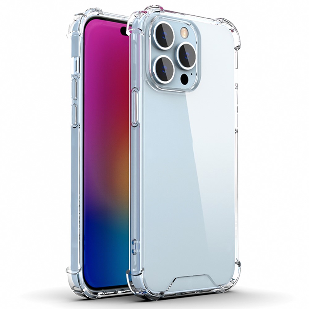 For iPhone 14 Pro 6.1 inch Soft TPU Frame + Acrylic Back Cover Four Corner Anti-drop Transparent Phone Case-1