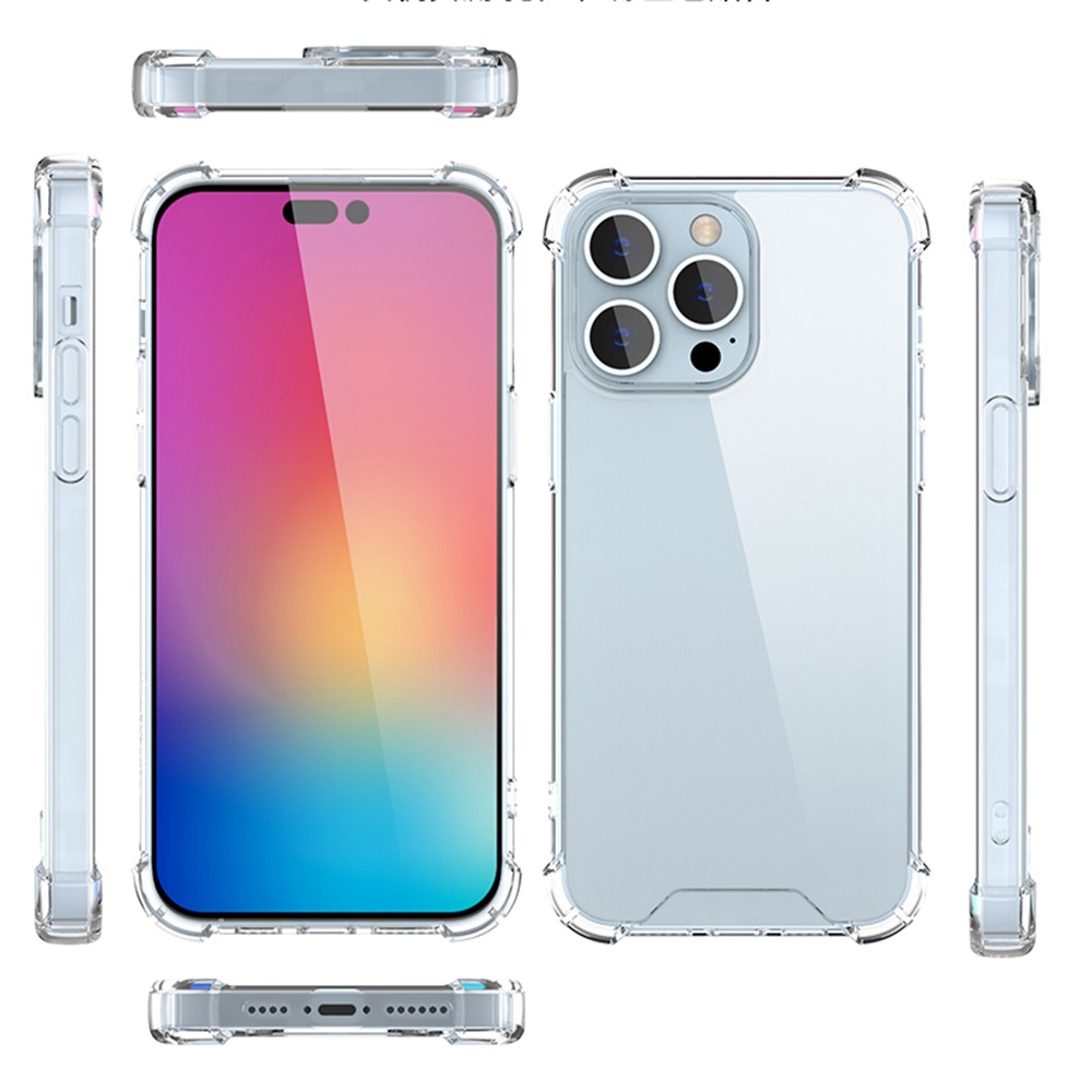 For iPhone 14 Pro 6.1 inch Soft TPU Frame + Acrylic Back Cover Four Corner Anti-drop Transparent Phone Case-6