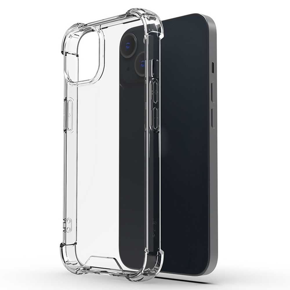 For iPhone 14 6.1 inch Four Corner Drop-proof Transparent Soft TPU Frame Acrylic Back Cover Phone Case-1