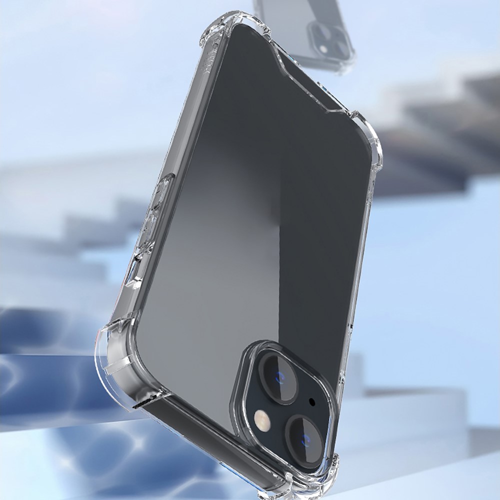 For iPhone 14 6.1 inch Four Corner Drop-proof Transparent Soft TPU Frame Acrylic Back Cover Phone Case-4