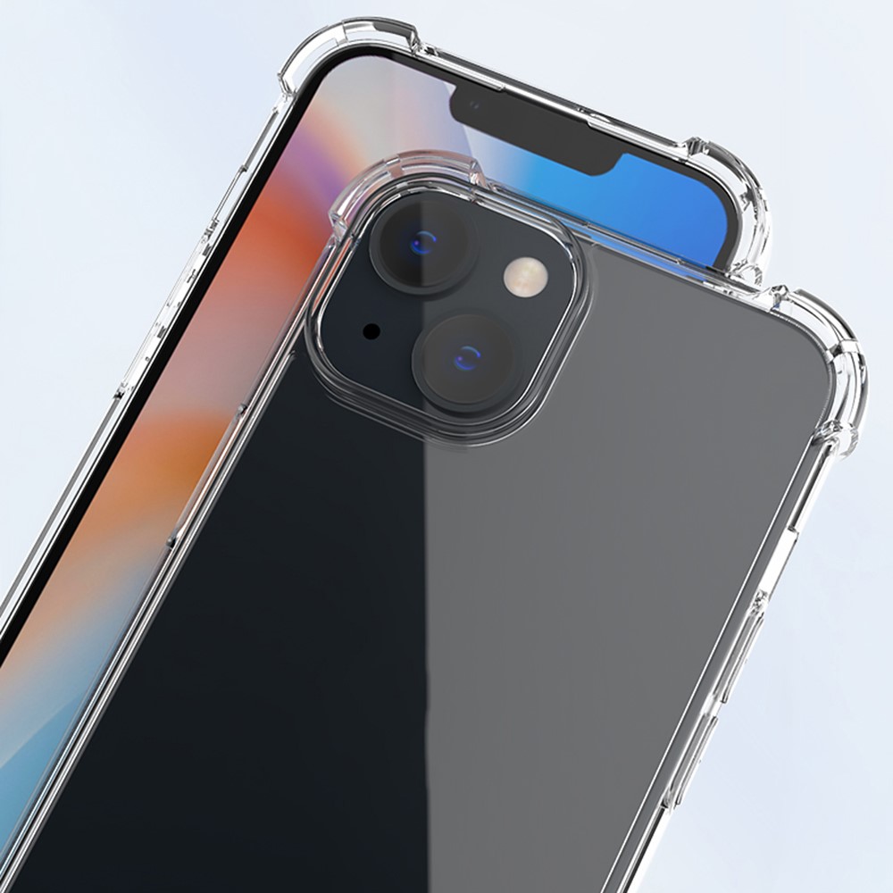For iPhone 14 6.1 inch Four Corner Drop-proof Transparent Soft TPU Frame Acrylic Back Cover Phone Case-6