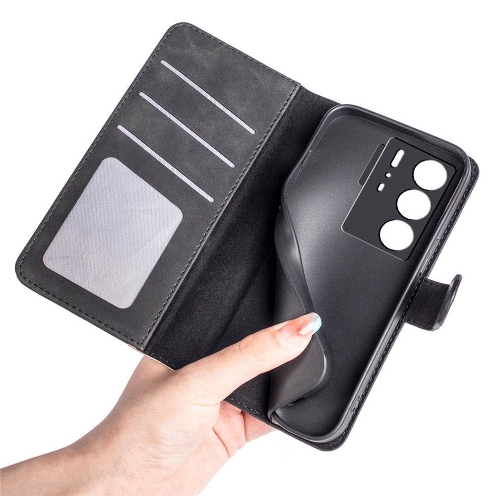 For ZTE Axon 40 Ultra 5G Color Splicing Anti-scratch PU Leather Case Stand Wallet Shockproof Phone Cover - Black-4