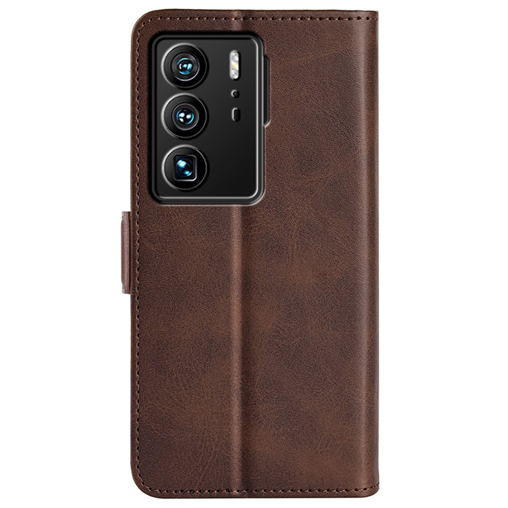 For ZTE Axon 40 Ultra 5G Wallet Stand Phone Case PU Leather Dual Magnetic Clasp Inner TPU Flip Cover - Brown-11