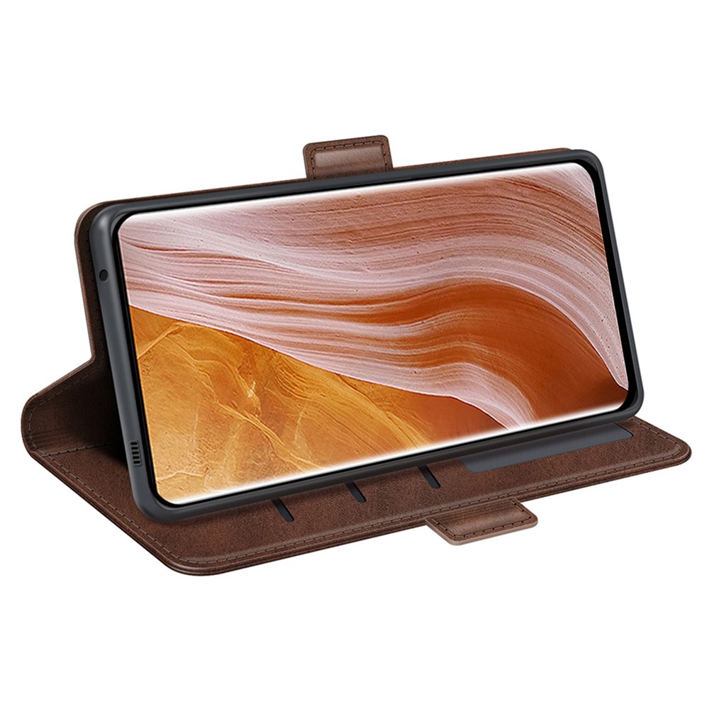 For ZTE Axon 40 Ultra 5G Wallet Stand Phone Case PU Leather Dual Magnetic Clasp Inner TPU Flip Cover - Brown-3