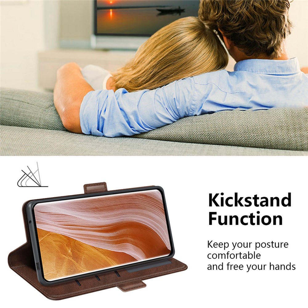 For ZTE Axon 40 Ultra 5G Wallet Stand Phone Case PU Leather Dual Magnetic Clasp Inner TPU Flip Cover - Brown-5