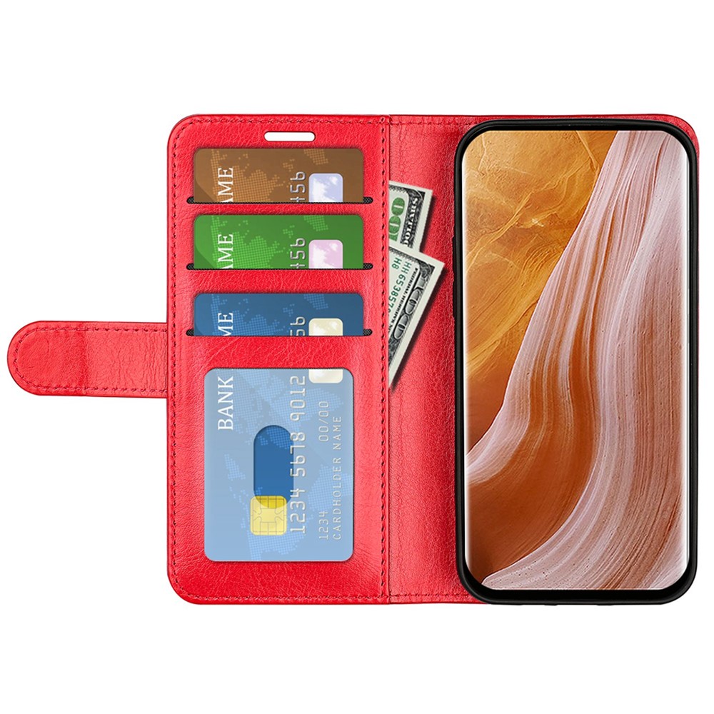 For ZTE Axon 40 Ultra 5G Crazy Horse Texture Phone Cover PU Leather Stand Wallet Drop-proof Flip Case - Red-2