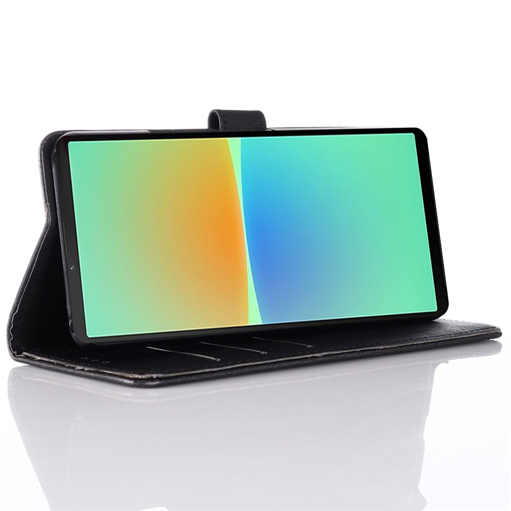 For Sony Xperia 10 IV 5G Anti-scratch Flip Folio PU Leather Vintage Cover Crazy Horse Texture Stand Wallet Style Full Protection Phone Case - Black-3