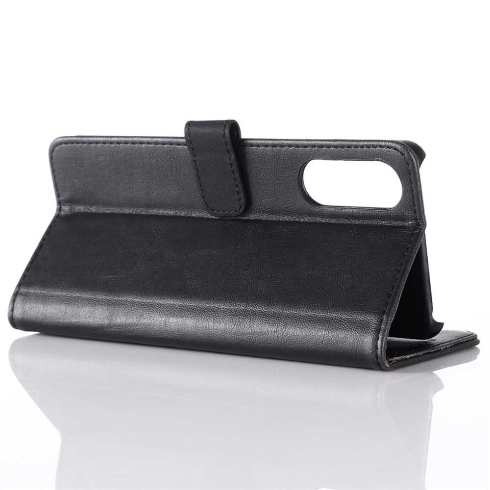 For Sony Xperia 10 IV 5G Anti-scratch Flip Folio PU Leather Vintage Cover Crazy Horse Texture Stand Wallet Style Full Protection Phone Case - Black-4