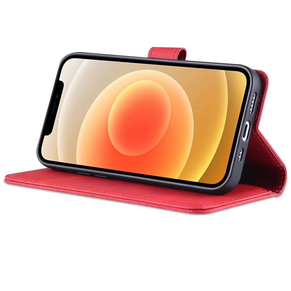 AZNS For iPhone 14 Max 6.7 inch Anti-fall PU Leather Wallet Case Magnetic Closure Stand Scratch Resistant Full Protection Phone Cover - Red-3
