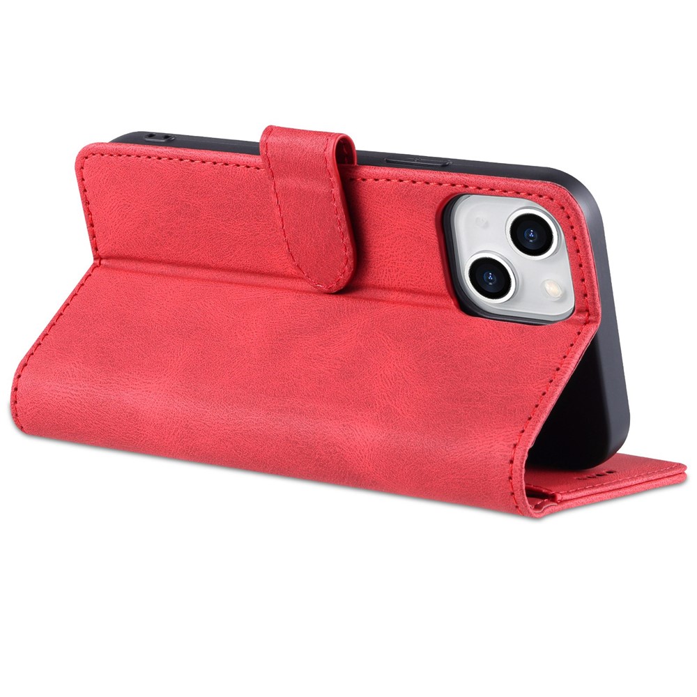AZNS For iPhone 14 Max 6.7 inch Anti-fall PU Leather Wallet Case Magnetic Closure Stand Scratch Resistant Full Protection Phone Cover - Red-4