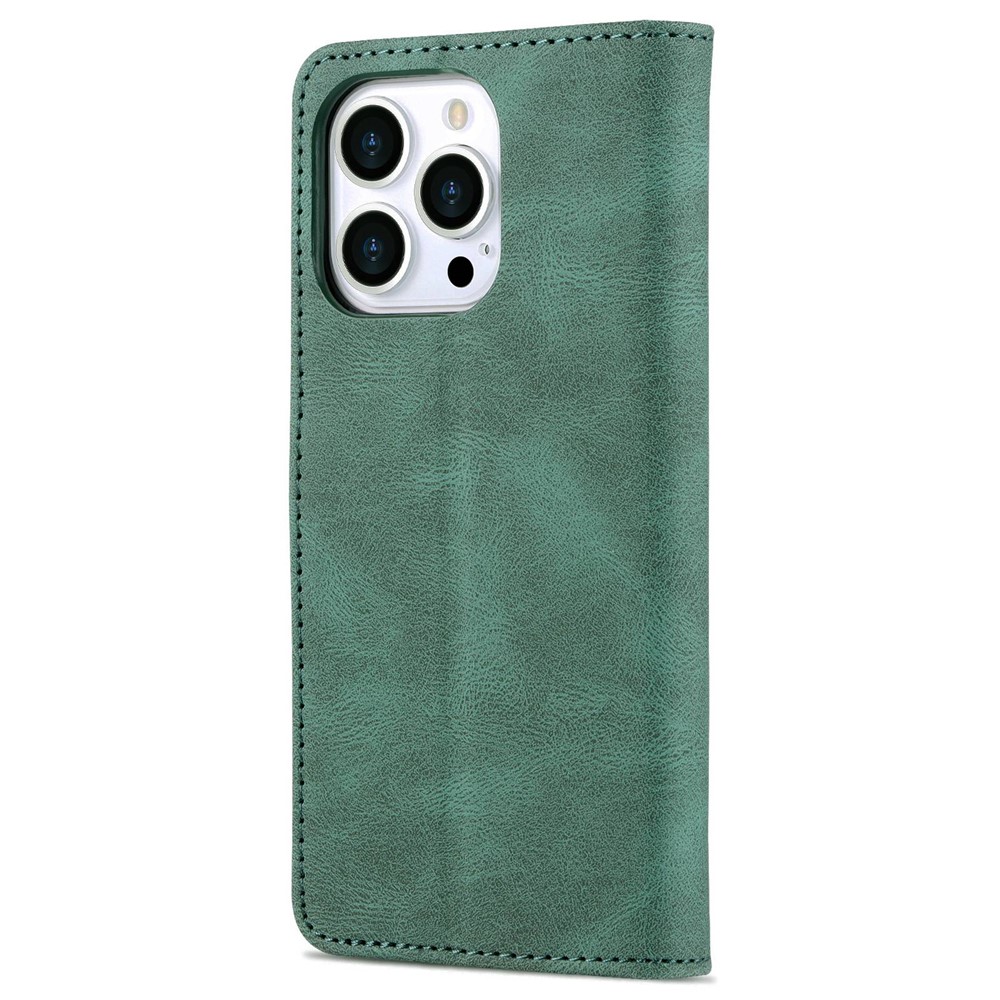 AZNS For iPhone 14 Pro Max 6.7 inch Anti-fall PU Leather Wallet Case Magnetic Closure Stand Scratch Resistant Phone Cover - Green-10