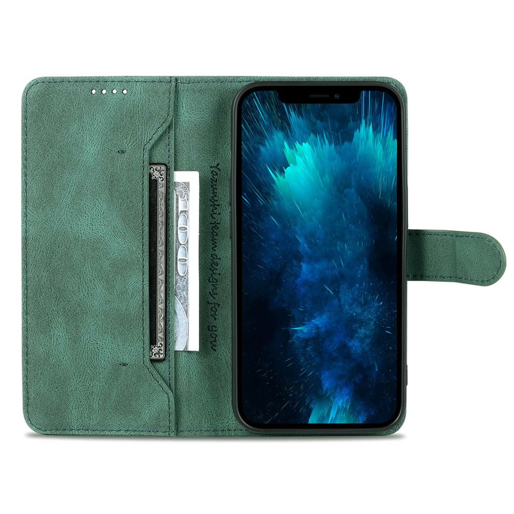 AZNS For iPhone 14 Pro Max 6.7 inch Anti-fall PU Leather Wallet Case Magnetic Closure Stand Scratch Resistant Phone Cover - Green-2