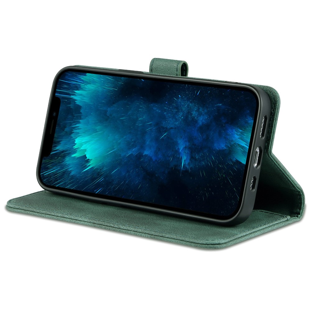 AZNS For iPhone 14 Pro Max 6.7 inch Anti-fall PU Leather Wallet Case Magnetic Closure Stand Scratch Resistant Phone Cover - Green-3