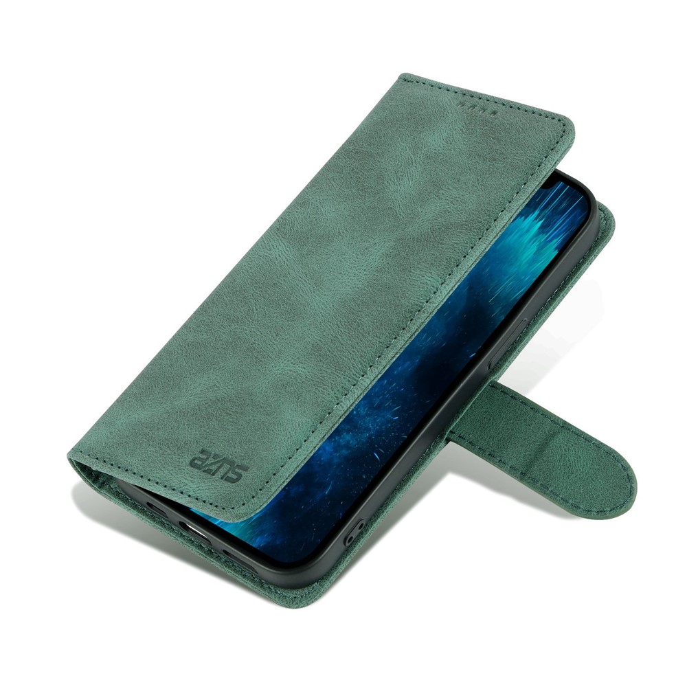 AZNS For iPhone 14 Pro Max 6.7 inch Anti-fall PU Leather Wallet Case Magnetic Closure Stand Scratch Resistant Phone Cover - Green-8