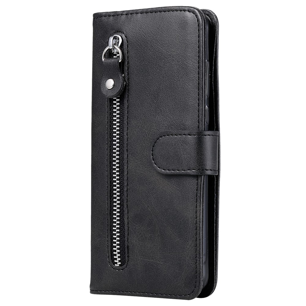 For Honor X8/X30i/Play6T Pro PU Leather Wallet Folio Flip Case Zipper Pocket Stand Shockproof Protective Cover - Black-9