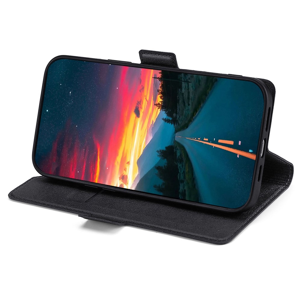 For TCL 303 PU Leather Stand Card Slot Case Double Magnetic Clasp Shockproof Inner TPU Cover - Black-2