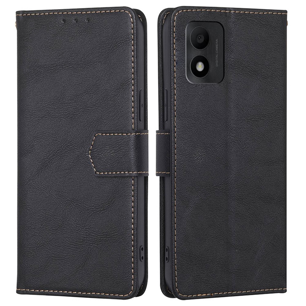 For TCL 303 RFID Blocking Wallet Case Water-repellent PU Leather Flip Book Stand Phone Cover - Black-1