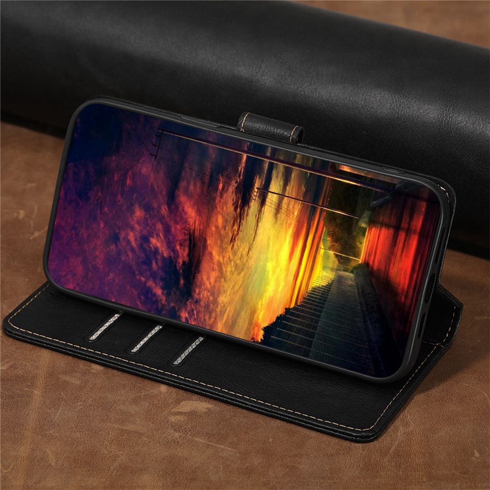 For TCL 303 RFID Blocking Wallet Case Water-repellent PU Leather Flip Book Stand Phone Cover - Black-5