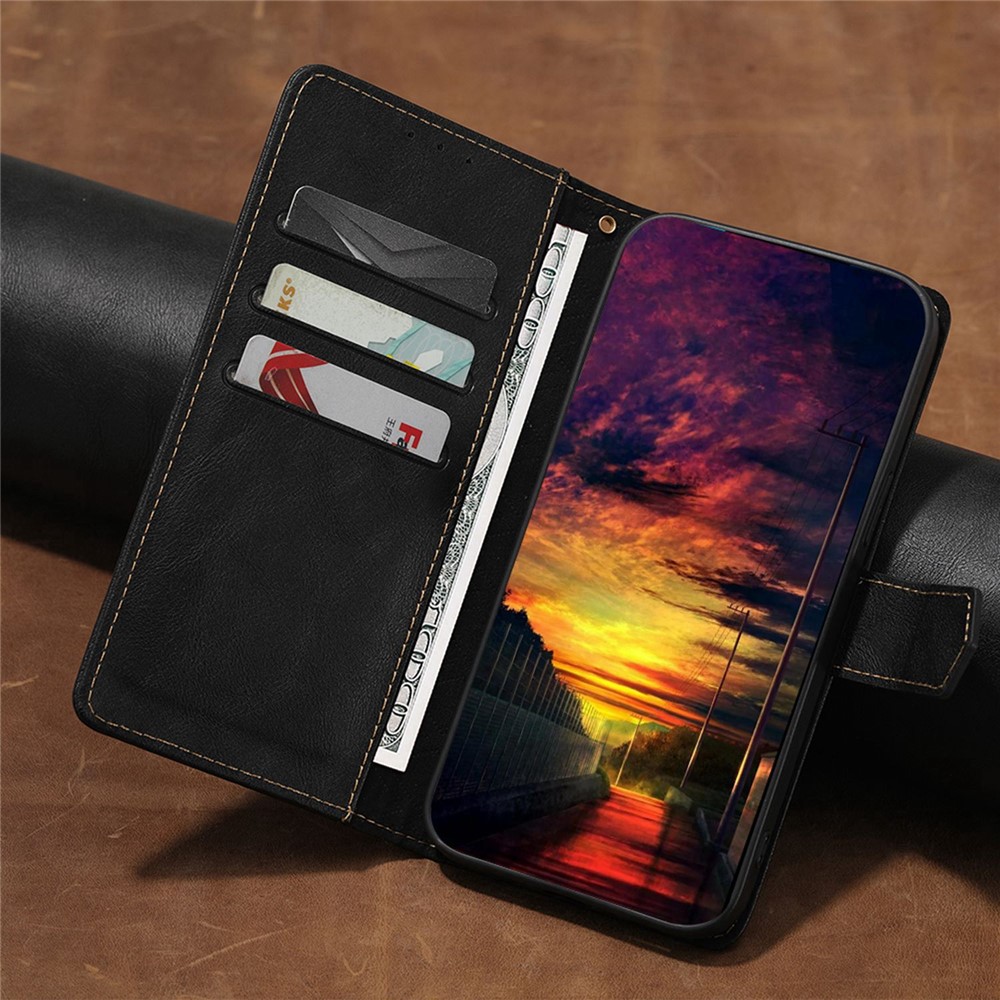 For TCL 30 Z T602DL Water-resistant PU Leather Flip Folio Case RFID Blocking Stand Shockproof TPU Inner Shell Wallet Phone Cover - Black-6