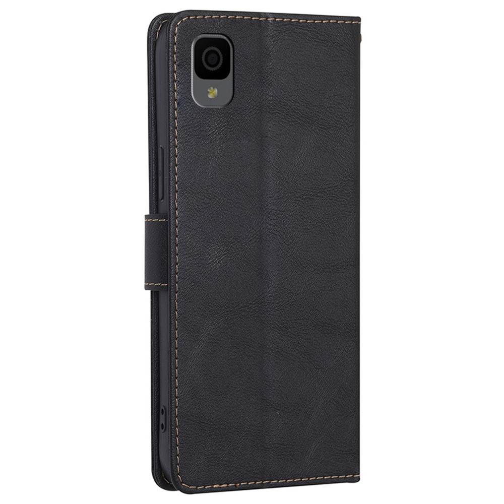 For TCL 30 Z T602DL Water-resistant PU Leather Flip Folio Case RFID Blocking Stand Shockproof TPU Inner Shell Wallet Phone Cover - Black-9
