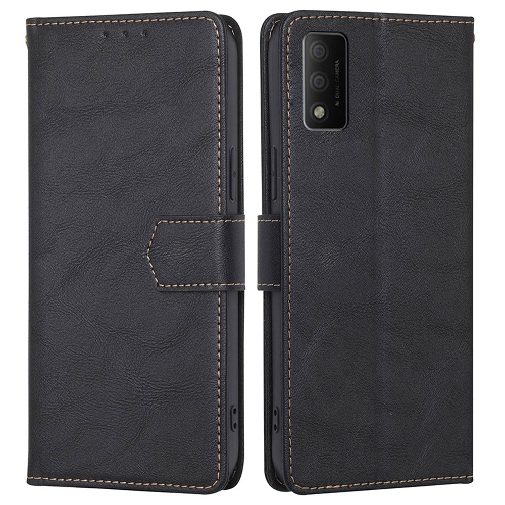 For TCL 30T T603DL Magnetic PU Leather Stand Case Water-resistant RFID Blocking Protective Folio Flip Wallet Cover - Black-1