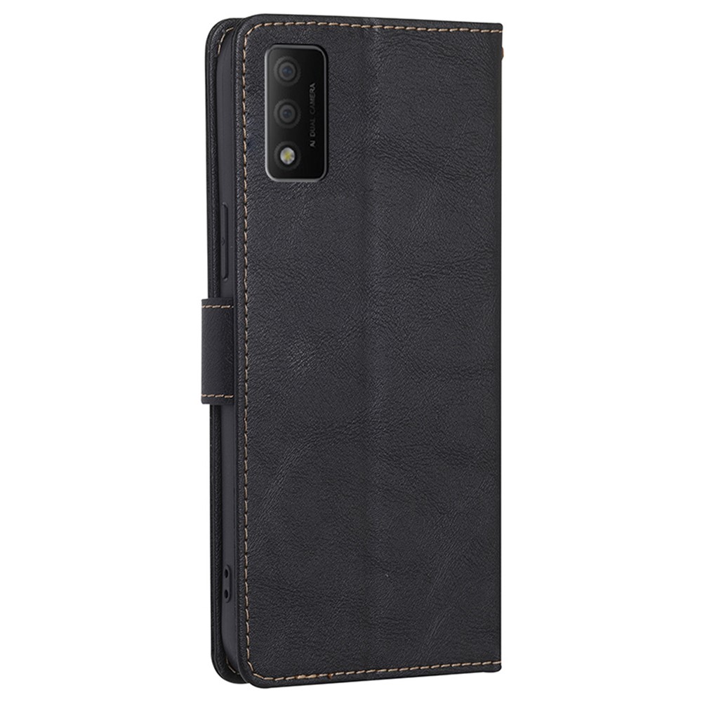 For TCL 30T T603DL Magnetic PU Leather Stand Case Water-resistant RFID Blocking Protective Folio Flip Wallet Cover - Black-9