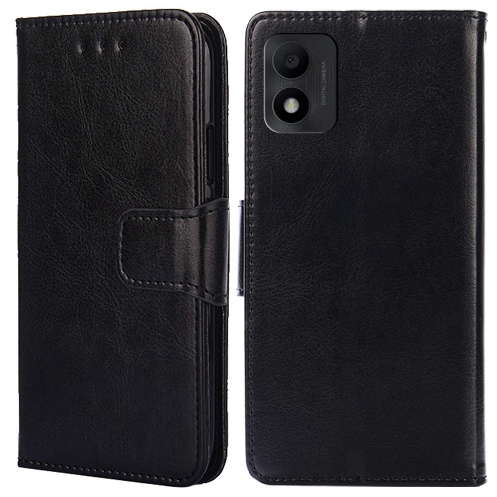 For TCL 303 Wallet Phone Case Stand Magnetic Closure Protective PU Leather Shockproof TPU Flip Cover - Black-1