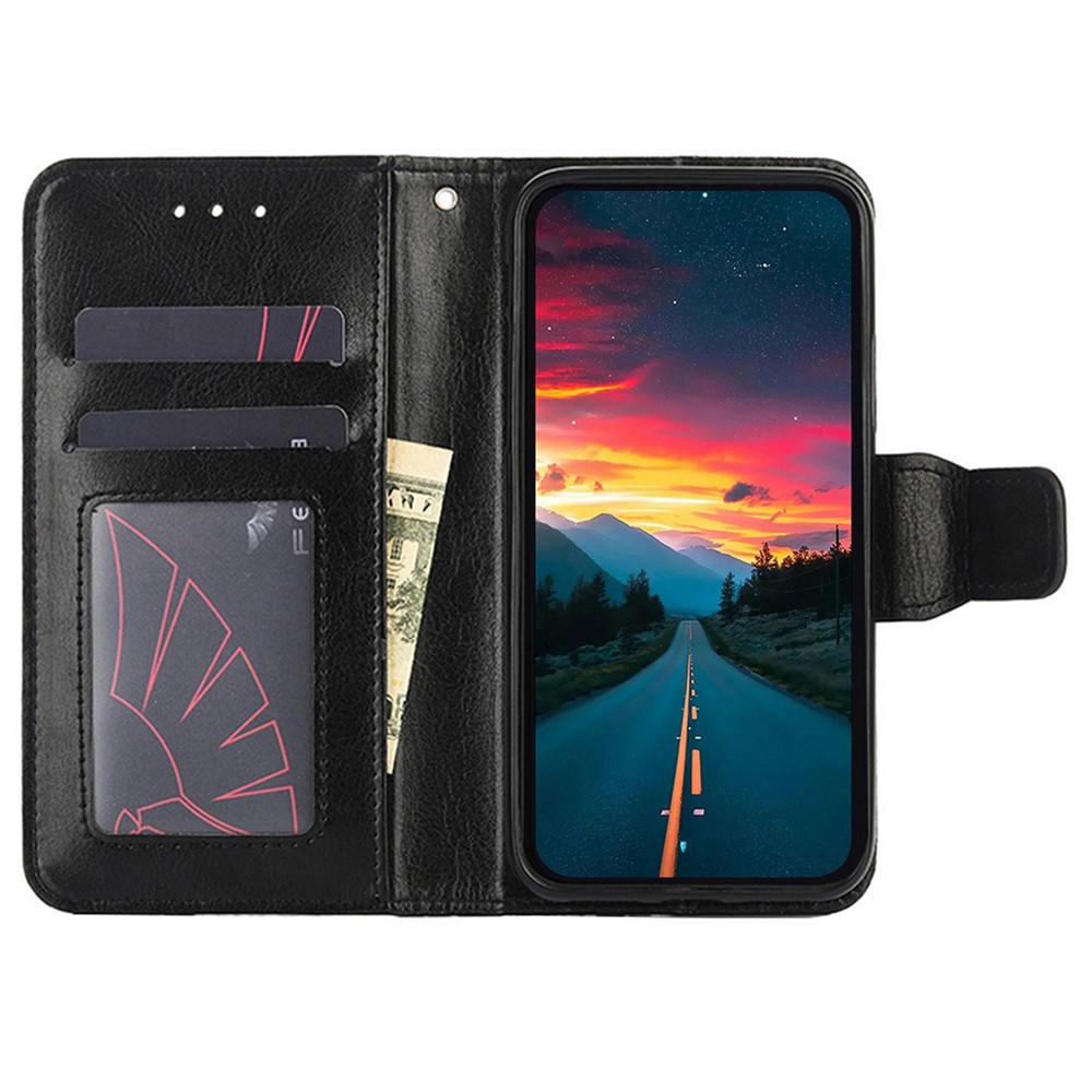 For TCL 30T T603DL PU Leather Magnetic Flip Case Wallet Stand Inner TPU Scratch Resistant Full Protective Phone Cover - Black-2