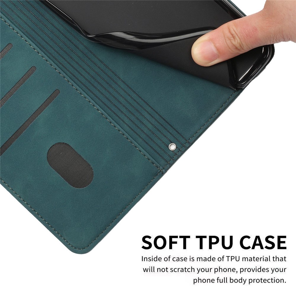For Xiaomi Redmi K50/K50 Pro Heart Shape Imprinted Anti-scratch Cell Phone Case Skin-touch Feeling PU Leather Wallet Stand Design Cover with Strap - Green-8