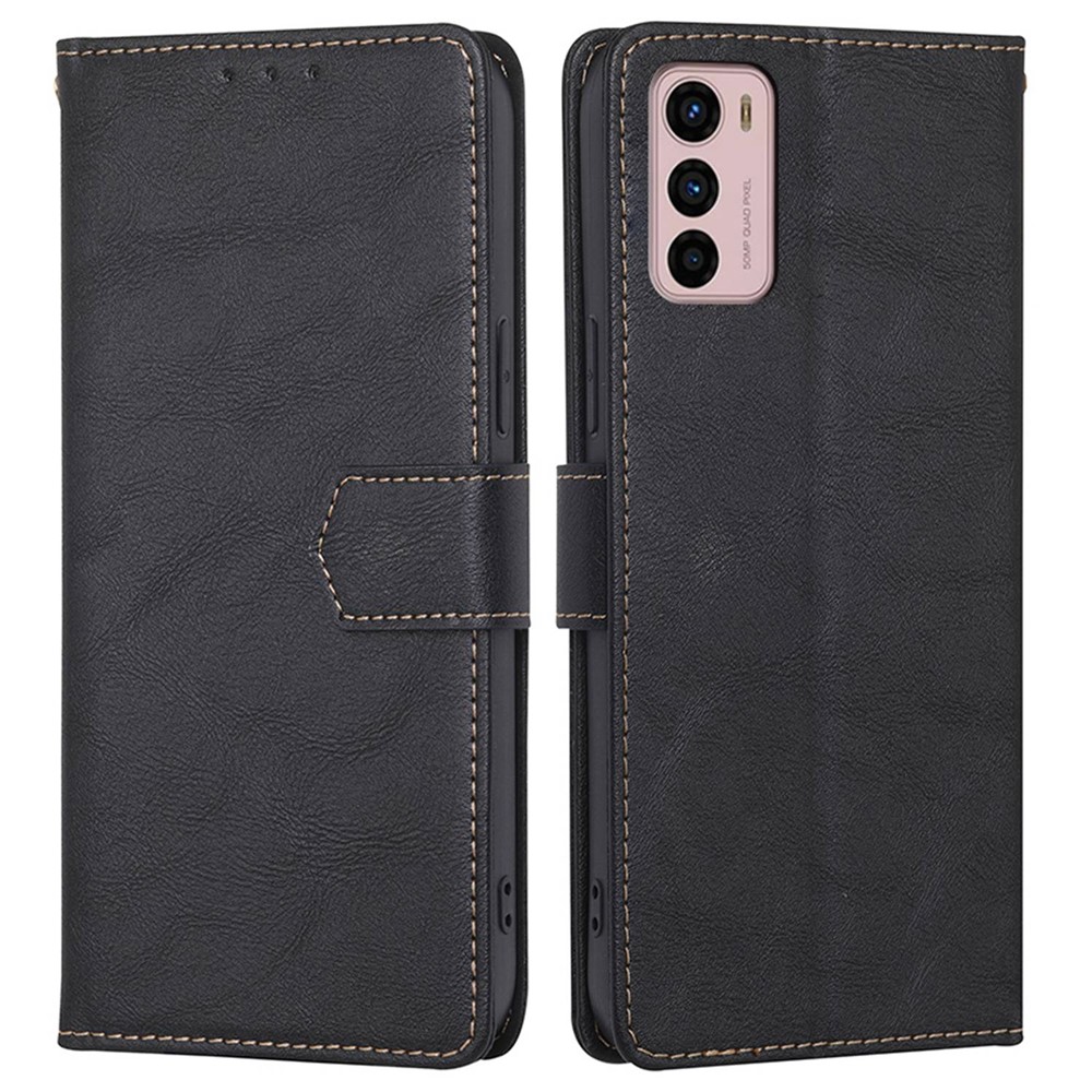 For Motorola Moto G42 4G PU Leather Water-resistant Flip Case Stand Magnetic Closure RFID Blocking Wallet Phone Cover - Black-1