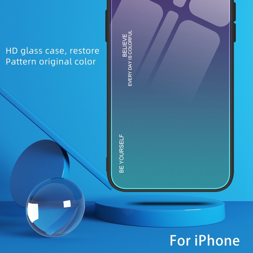 Gradient Color Design Case for Xiaomi 12 5G/12X 5G, Tempered Glass + PC + TPU Well-protected Cover Phone Shell - Purple/Blue-7