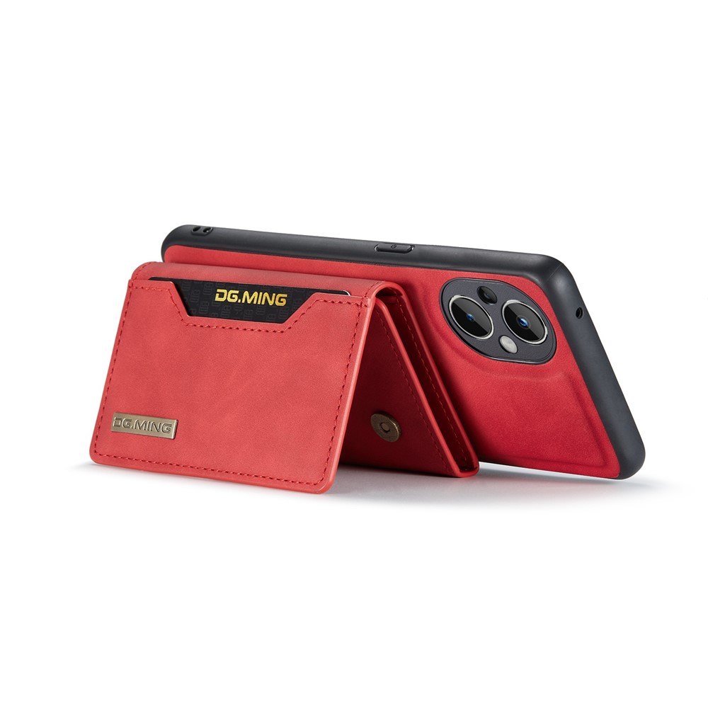 DG.MING M2 Series for OnePlus Nord N20 5G Magnetic Absorption Detachable Wallet Phone Case Kickstand Protective Cover - Red-2
