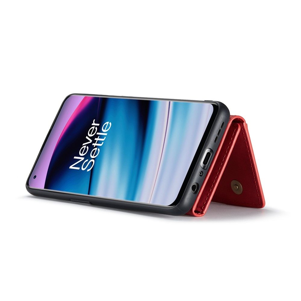 DG.MING M2 Series for OnePlus Nord N20 5G Magnetic Absorption Detachable Wallet Phone Case Kickstand Protective Cover - Red-3