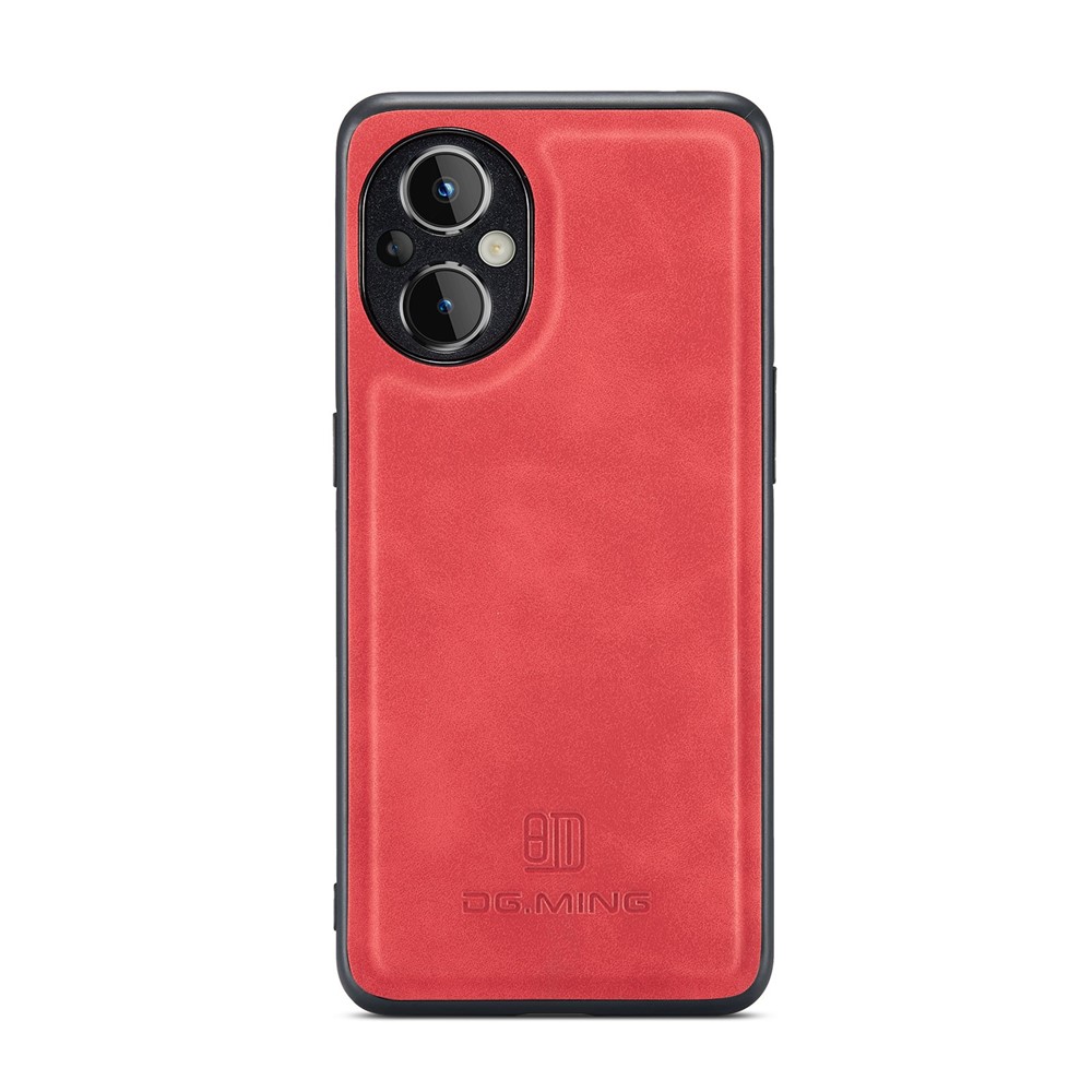 DG.MING M2 Series for OnePlus Nord N20 5G Magnetic Absorption Detachable Wallet Phone Case Kickstand Protective Cover - Red-5