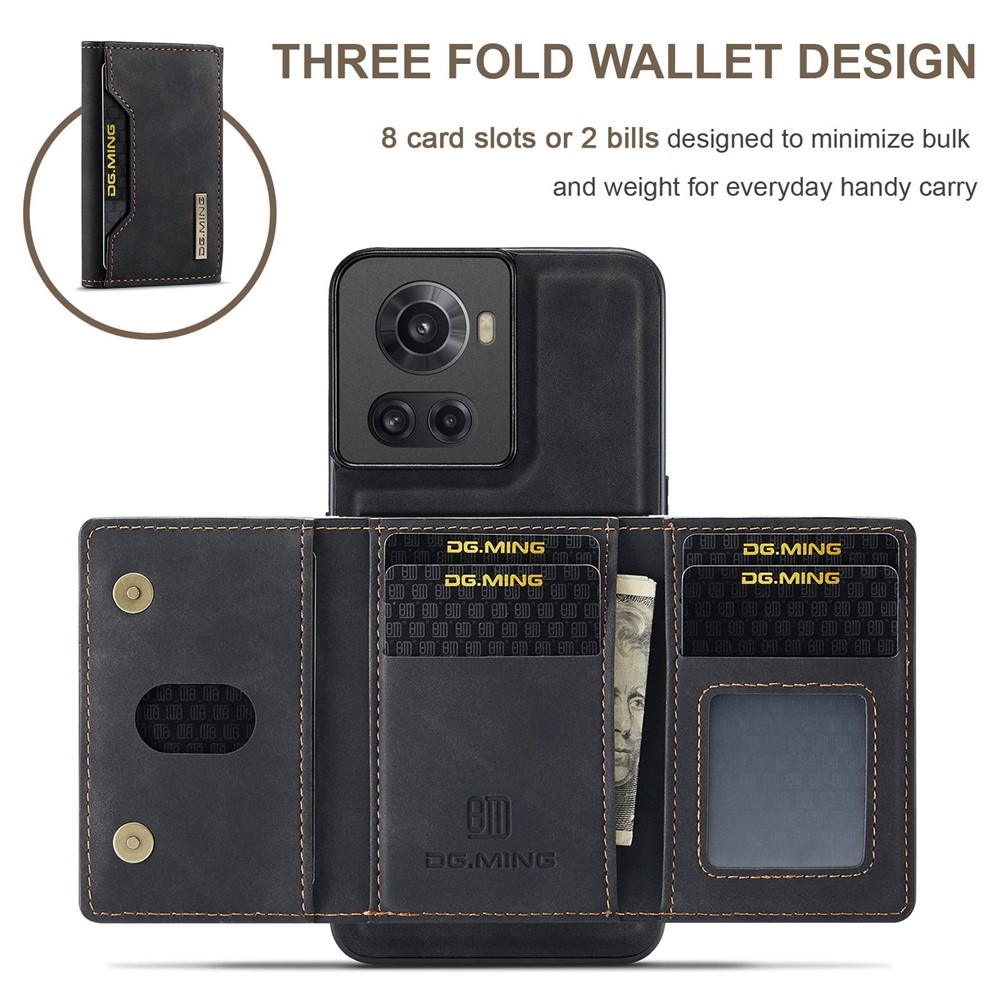 DG.MING M2 Series for OnePlus Ace 5G/10R 5G Detachable 2-in-1 Magnetic Wallet Phone Case with Kickstand - Black-11