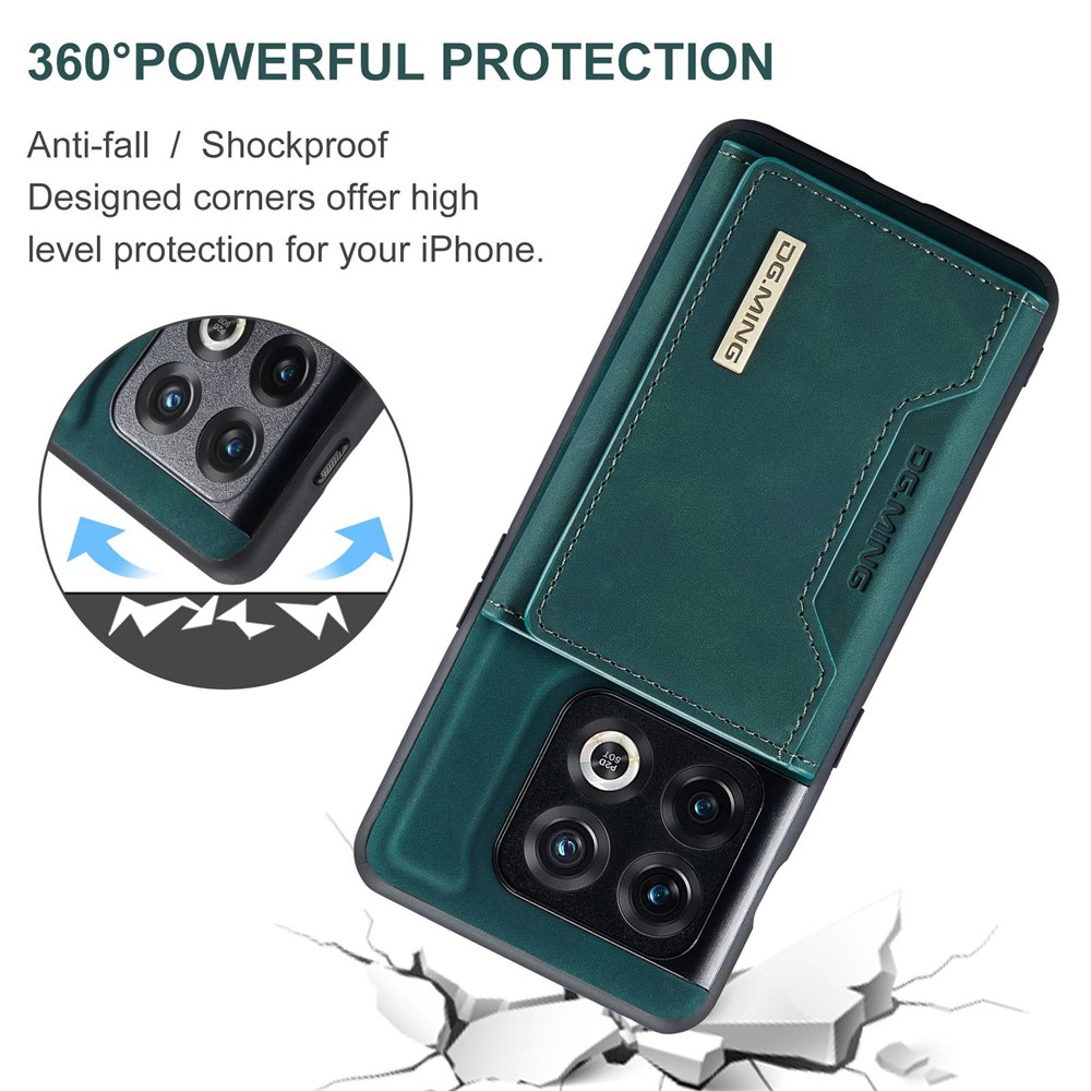 DG.MING M2 Series for OnePlus 10 Pro 5G Detachable 2-in-1 Wallet Kickstand Case Magnetic Absorption Phone Cover - Green-11
