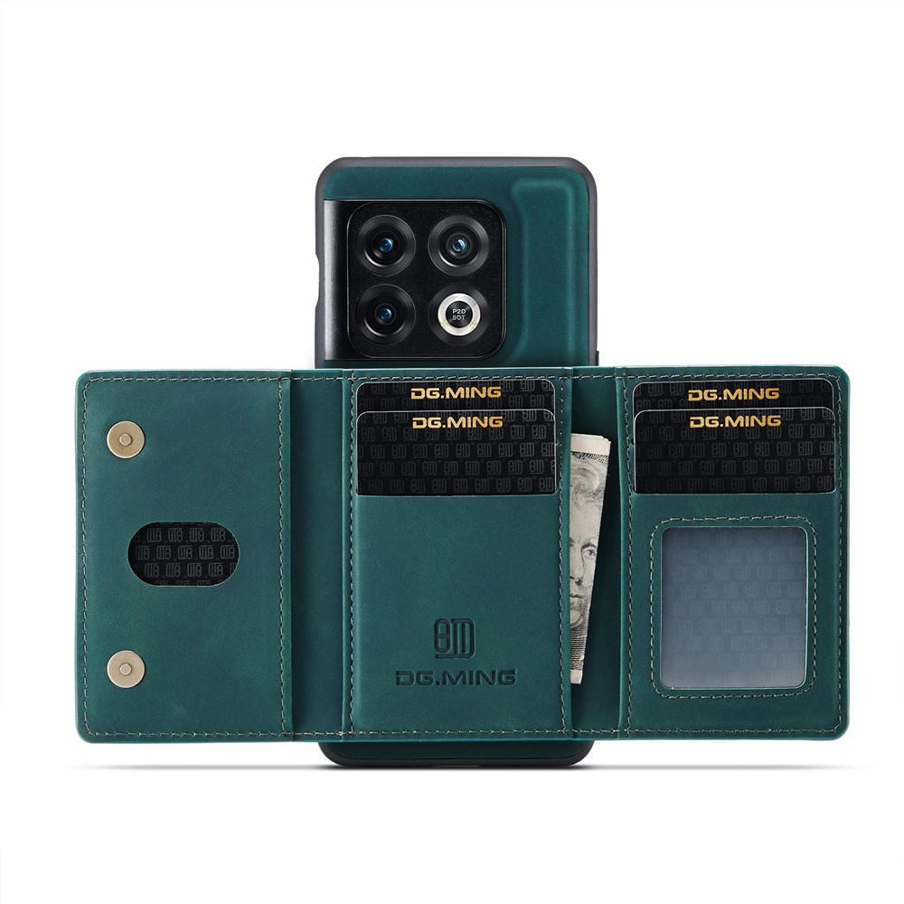 DG.MING M2 Series for OnePlus 10 Pro 5G Detachable 2-in-1 Wallet Kickstand Case Magnetic Absorption Phone Cover - Green-4