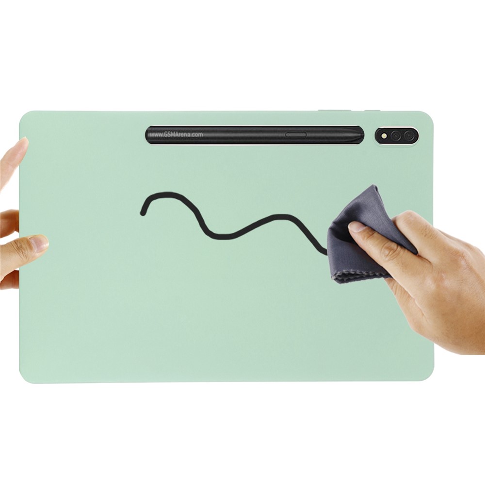 For Samsung Galaxy S8+/Tab S7 Plus Liquid Silicone Tablet Case Soft Microfiber Lining Anti-Scratch Cover - Green-7
