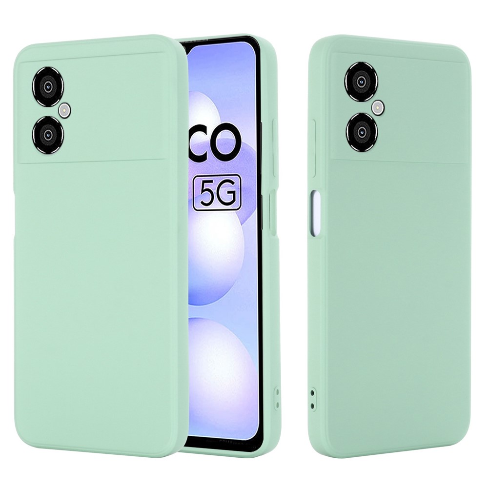 For Xiaomi Poco M4 5G Precise Cutouts Phone Case Anti-drop Slim Soft Liquid Silicone Cellphone Cover with Strap - Green-2