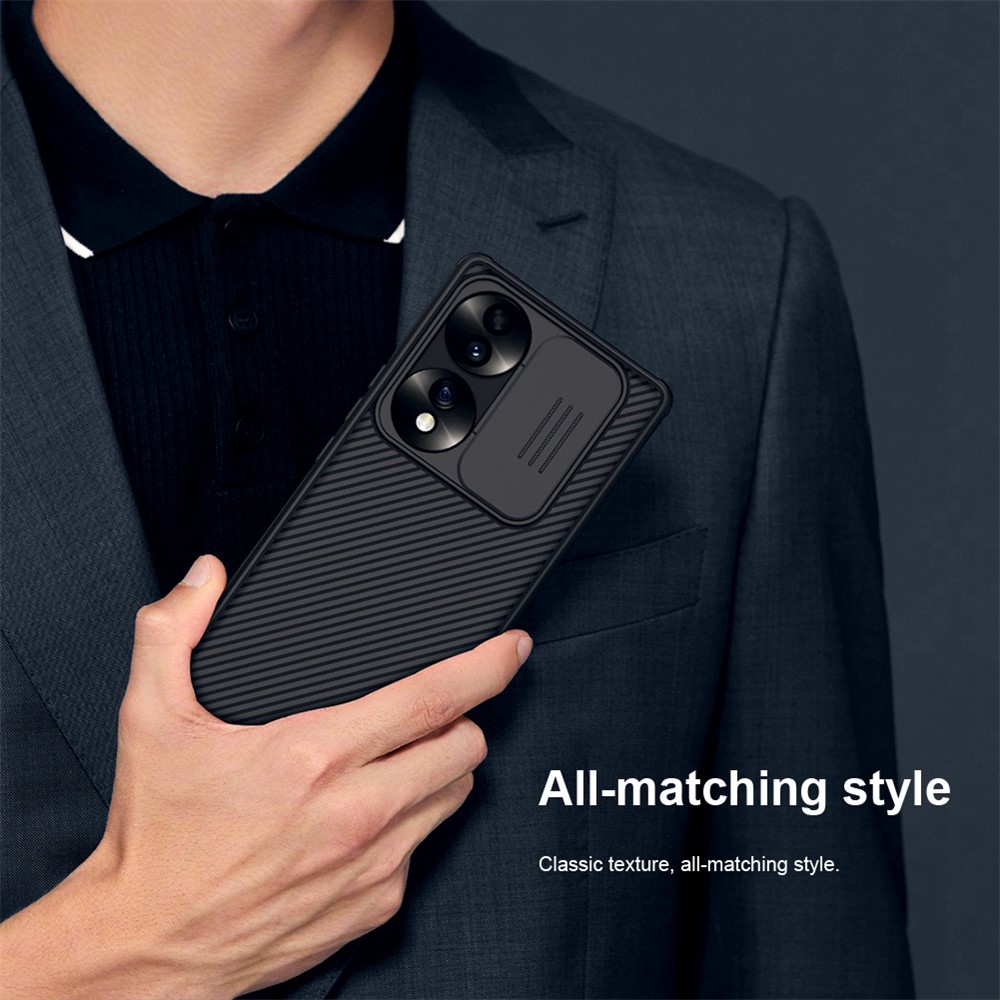 NILLKIN CamShield Pro Series for Honor 70 5G Slide Camera Protection Case Hard PC Soft TPU Shockproof Anti-Scratch Cover - Black-11