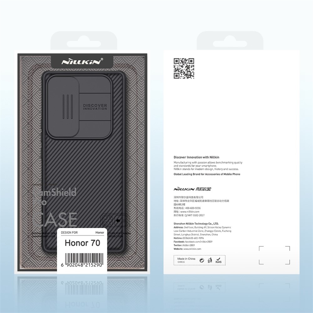 NILLKIN CamShield Pro Series for Honor 70 5G Slide Camera Protection Case Hard PC Soft TPU Shockproof Anti-Scratch Cover - Black-12