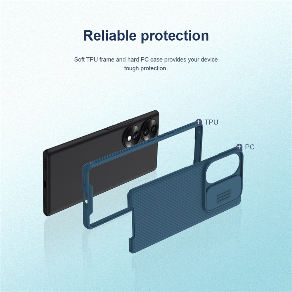 NILLKIN CamShield Pro Series for Honor 70 5G Slide Camera Protection Case Hard PC Soft TPU Shockproof Anti-Scratch Cover - Black-5