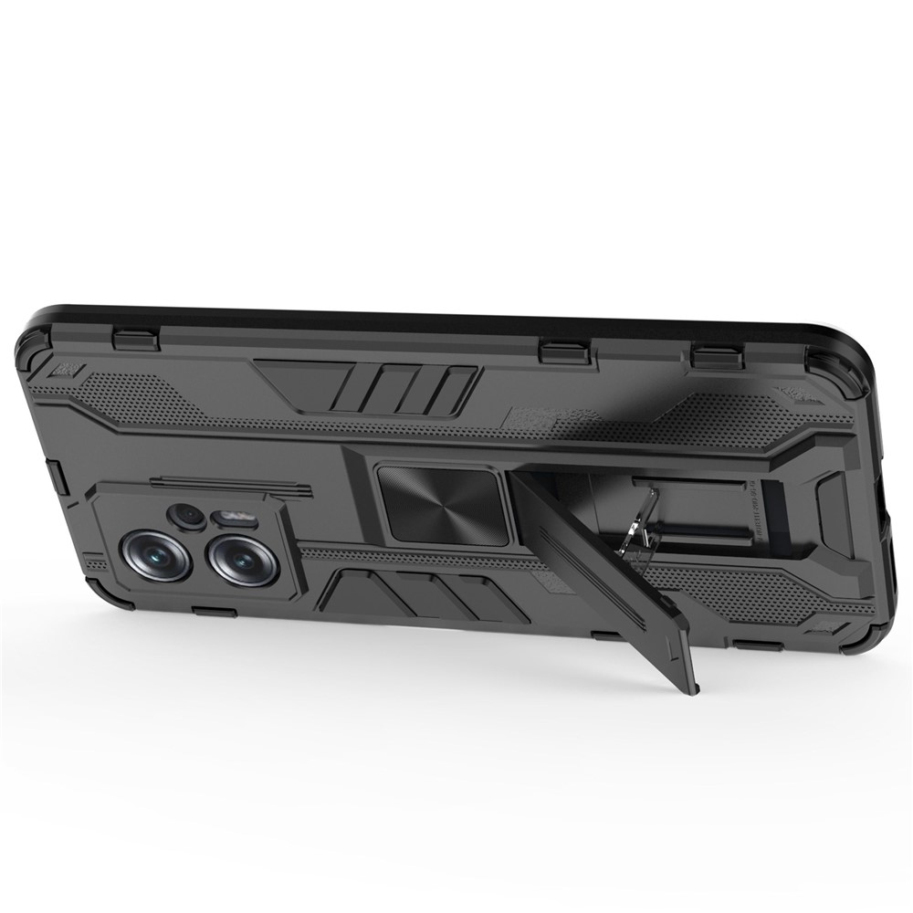 For Xiaomi Redmi Note 11T Pro 5G/Note 11T Pro+ 5G/Poco X4 GT 5G Kickstand Phone Case Hard PC Soft TPU Shockproof Drop Protection Cover - Black-3