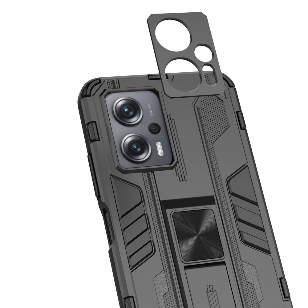 For Xiaomi Redmi Note 11T Pro 5G/Note 11T Pro+ 5G/Poco X4 GT 5G Kickstand Phone Case Hard PC Soft TPU Shockproof Drop Protection Cover - Black-4