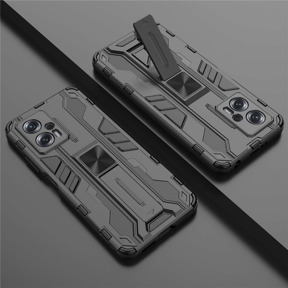 For Xiaomi Redmi Note 11T Pro 5G/Note 11T Pro+ 5G/Poco X4 GT 5G Kickstand Phone Case Hard PC Soft TPU Shockproof Drop Protection Cover - Black-7