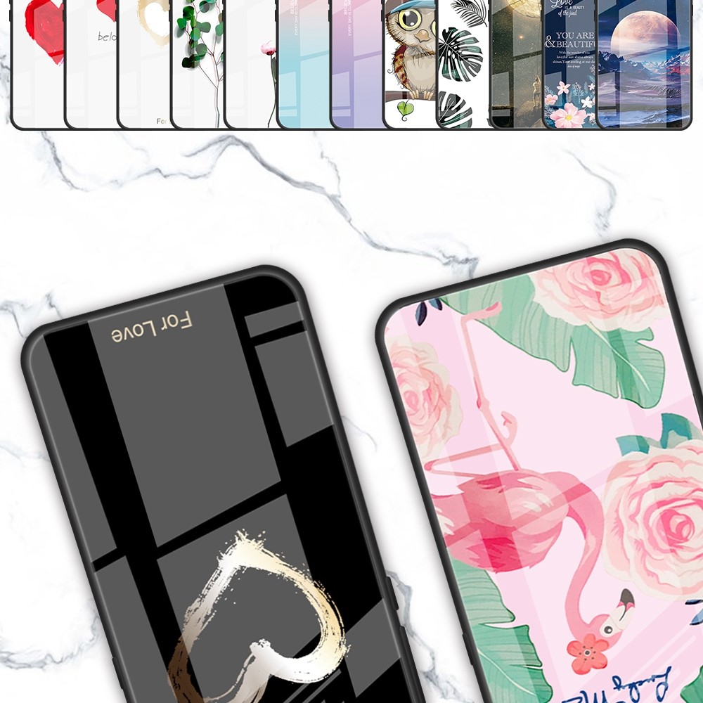 For Redmi Note 11E 5G Pattern Printing Design Tempered Glass Case Hard PC Soft TPU Anti-Scratch Anti-Drop Back Cover - Pink Flowers-10